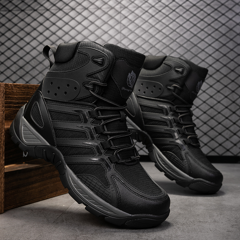 Fishing Boots - รองเท้าบูทฝึกการต่อสู้รุ่นอัพเกรดสำหรับผู้ชาย ใช้กลางแจ้ง ตั้งแคมป์ ทนทานต่อการสึกหรอ ตอบสนองรวดเร็ว เหมาะสำหรับเดินป่า