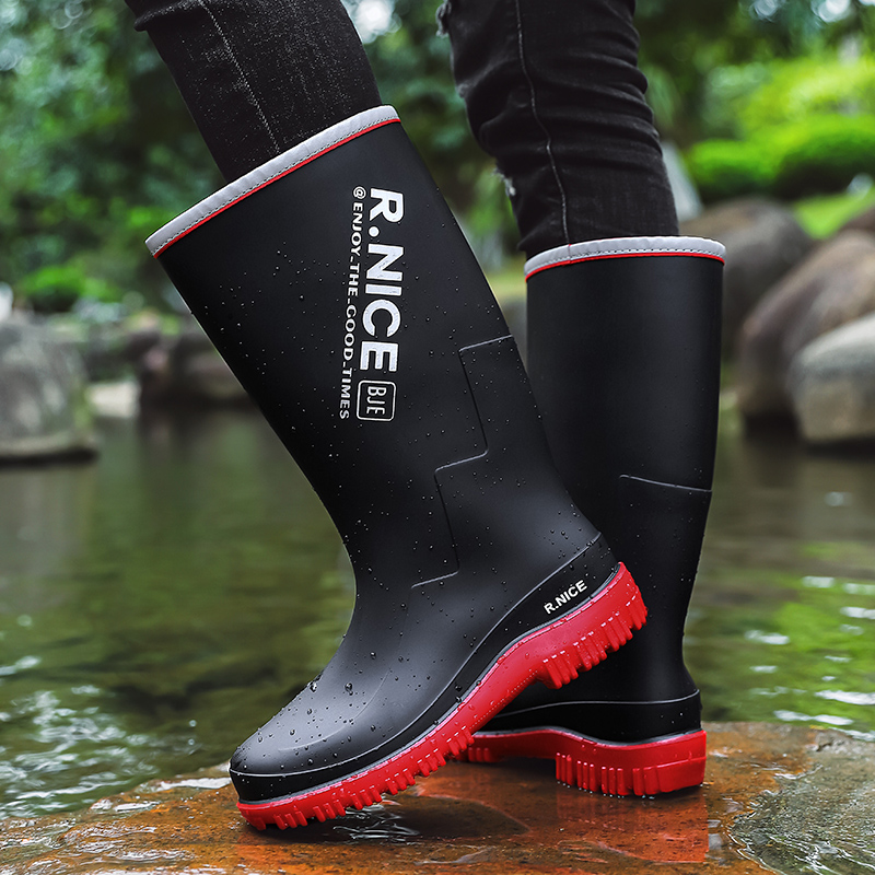 Fishing Boots - รองเท้ากันฝนสำหรับผู้ชาย รองเท้าบูทกันฝนทรงสูง พื้นรองเท้ากันลื่น ทนทานต่อการสึกหรอ พกพาสะดวก เหมาะสำหรับตกปลา