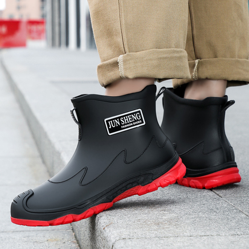 Fishing Boots - รองเท้าบูทยางกันน้ำสำหรับผู้ชาย แบบสวม ไม่รั่วซึม แฟชั่น แบบสั้น หนา