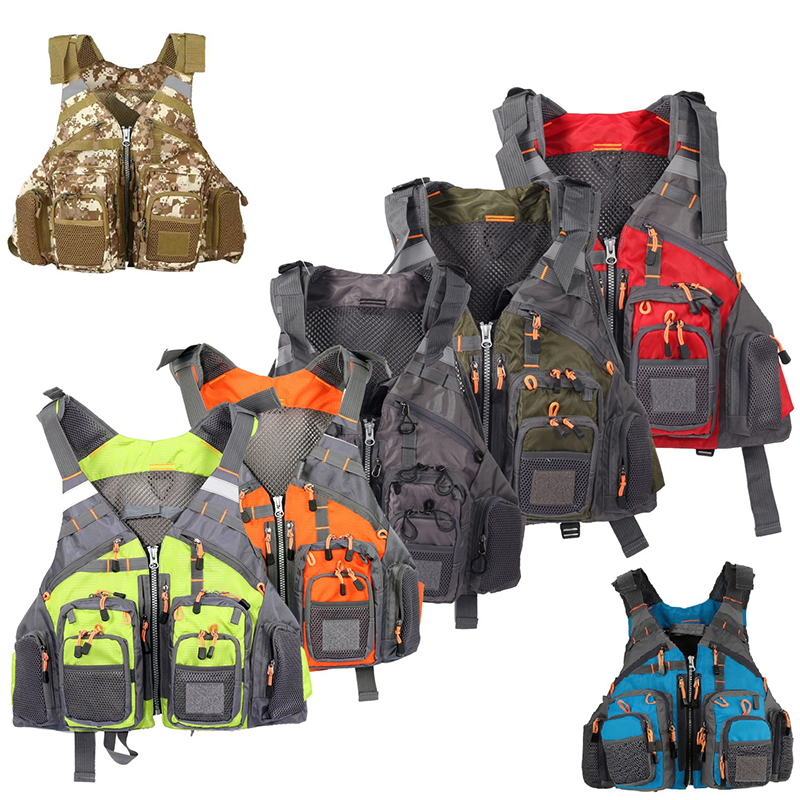Fishing Vest - เสื้อกั๊กตกปลาแบบมีหลายกระเป๋า พกพาสะดวก ถอดออกได้ พร้อมทุ่นลอยน้ำ สำหรับการตกปลาและการผจญภัย